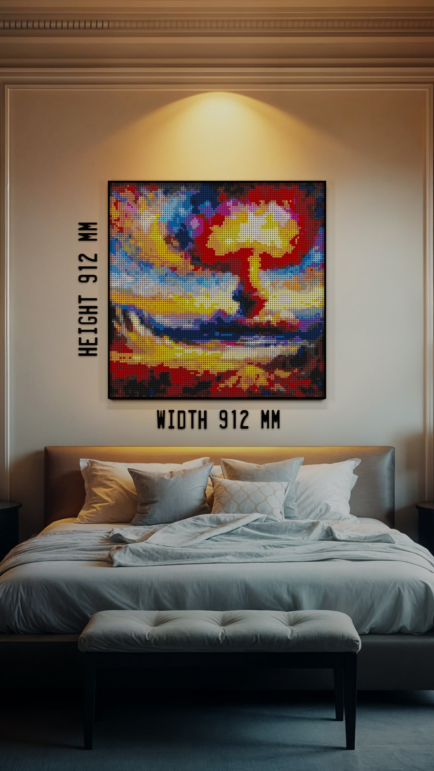 Shelter Bound LEGO® Style mosaic wall art made from colorful plastic bricks